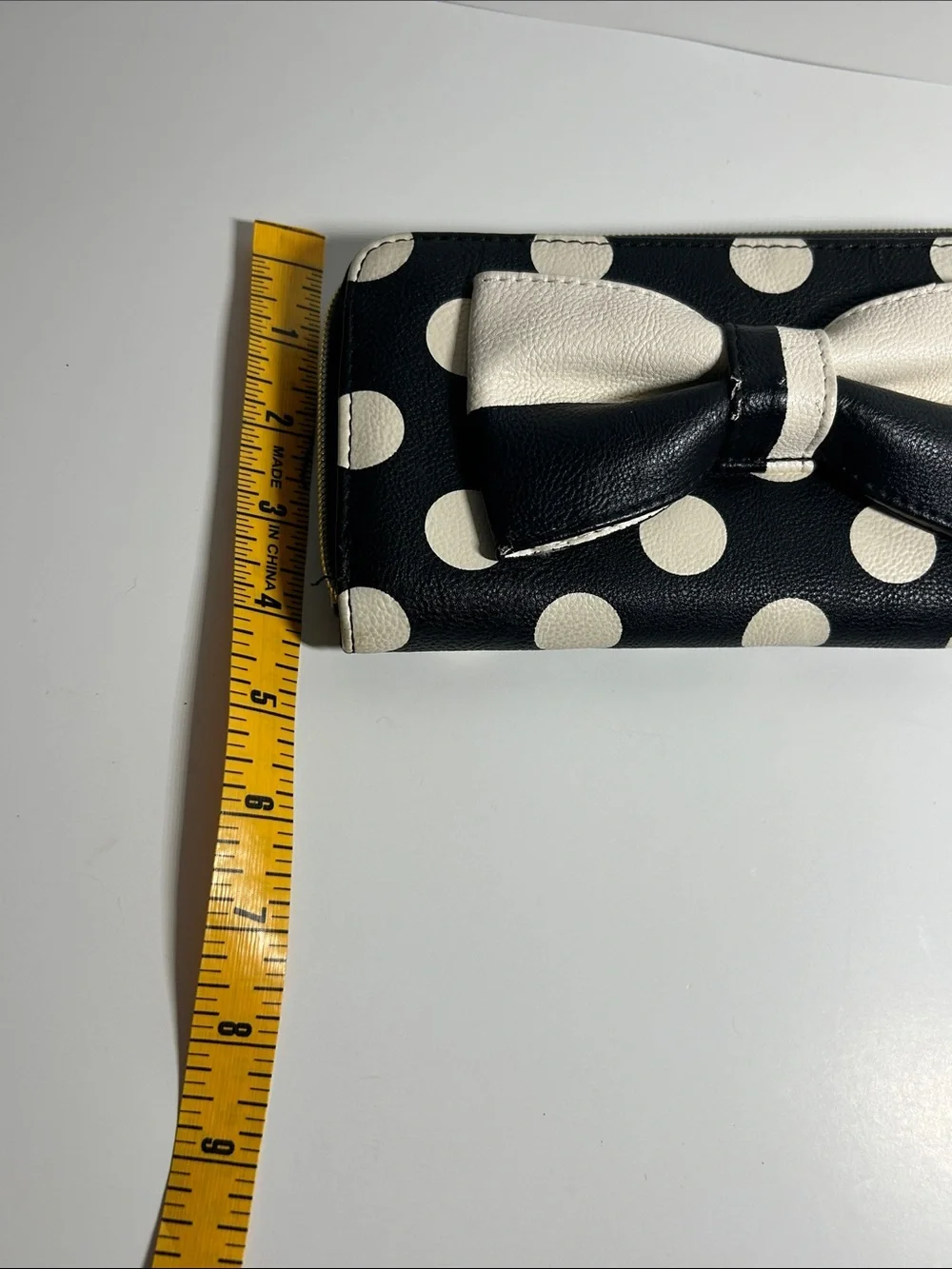 Betsey Johnson Black & Cream Polka Dot Bow Wristlet